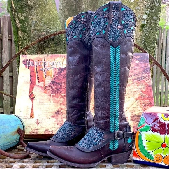 OLD GRINGO NEW With Box Aster Tooling 18” Tall Knee High Western Boots, Size 6.5 - Picture 11 of 14
